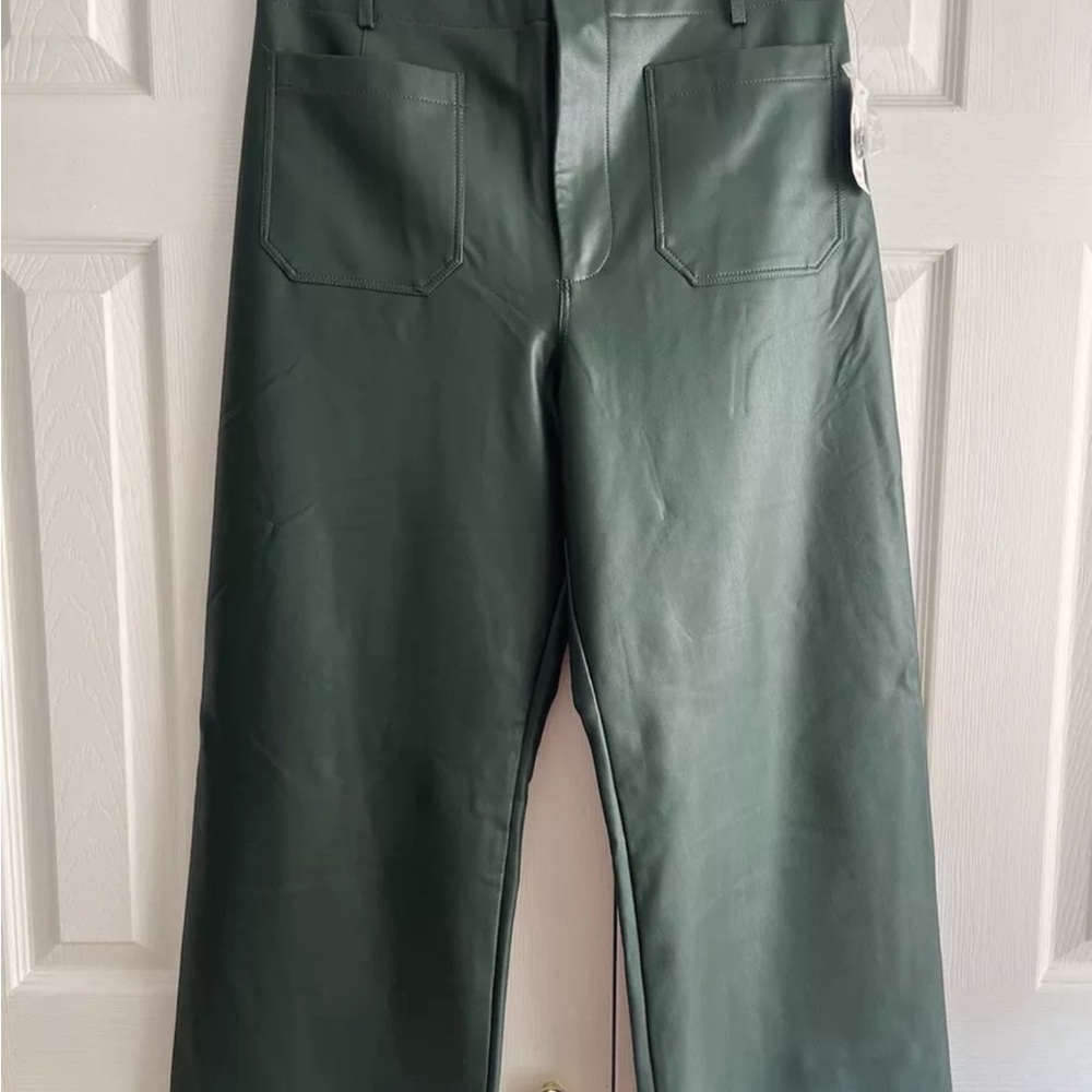 NWT Maeve Colette Dark Green Faux Leather Women Size 32 Reg $148